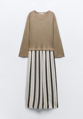 Zara Contrast Striped Knit Dress Rrp 50 Size Small Camel Colour | eBay Zara Contrast Striped Knit Dress Rrp 50 Size Small Camel Colour | eBay