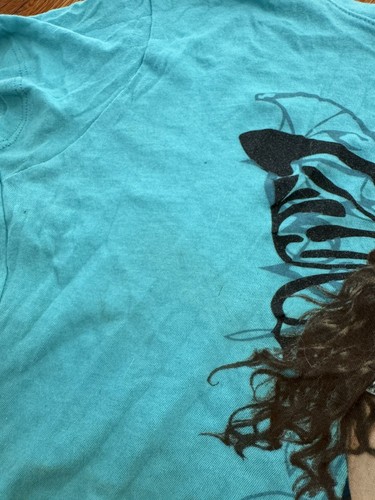 Miley Cyrus Wonder World 2009 Tour Turquoise Shirt Youth XL Stained  - Picture 4 of 9