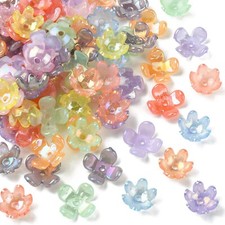 100pcs Acrylic Flowers Shape Bead Caps Craft DIY Jewelry Earring Making Colorful