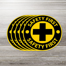 5 Pack Safety First First Aid Cross Sticker Vinyl Decal Hard Hat Toolbox Gloss