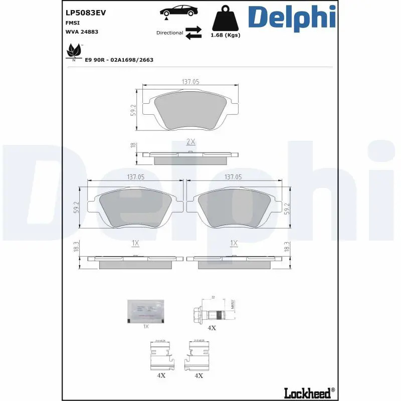 Für DELPHI HAMULCE LP5083EV BRAKE PADS FRONT EV - Bild 2