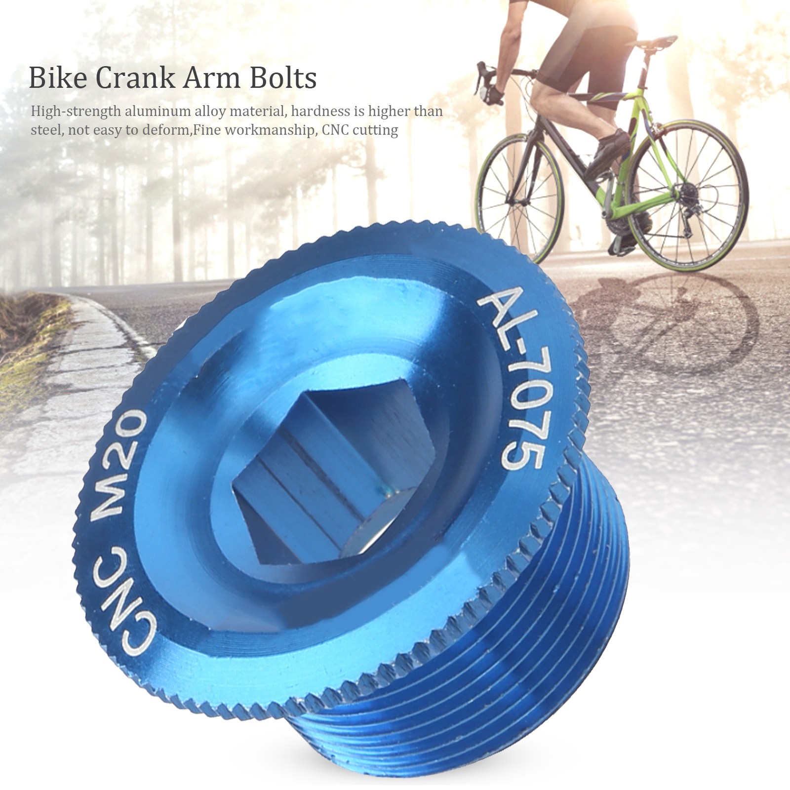 HOT (M20 Blue)2Pcs Mountain Bike Crank Arm Fixing Bolts Aluminum Alloy Crankset