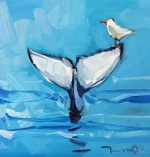 Marine Life Whale Tail  Ocean Art PRINT Painting Artist Jose Trujillo