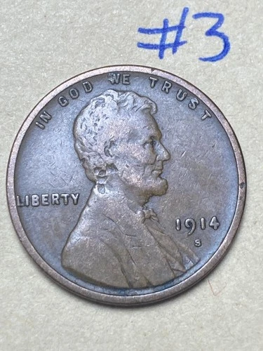 1914-S LINCOLN WHEAT CENT, low mintage date, "Fine" condition #3