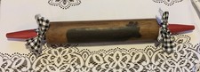 Vintage Wood Cow Rolling Pin Red Handles Farm House Cottage Core Country 19x7