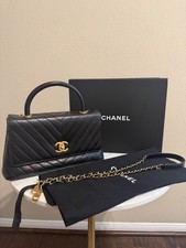 CHANEL Chevron Aged Calfskin Coco Top Handle ...