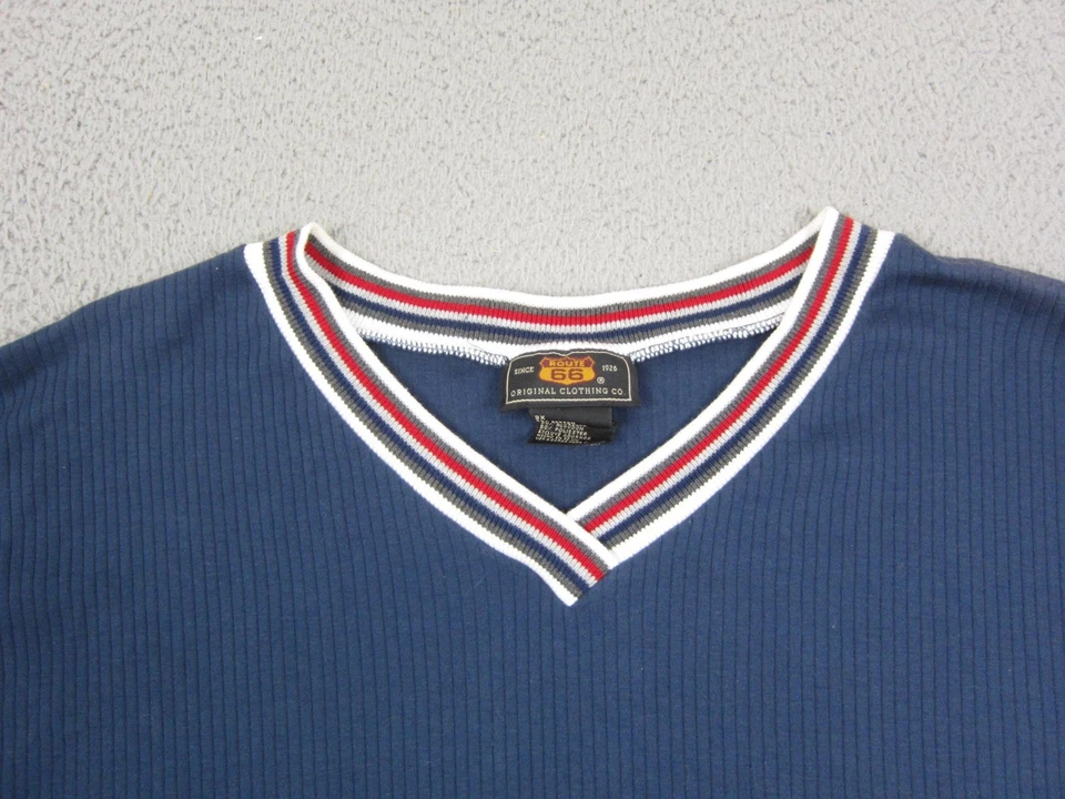 Camisa De Colección Route 66 Adulto 3X Azul Acanalada Cuello en V Hecha en EE. UU. Para Hombres Años 80 90 Foto 2 de 4
