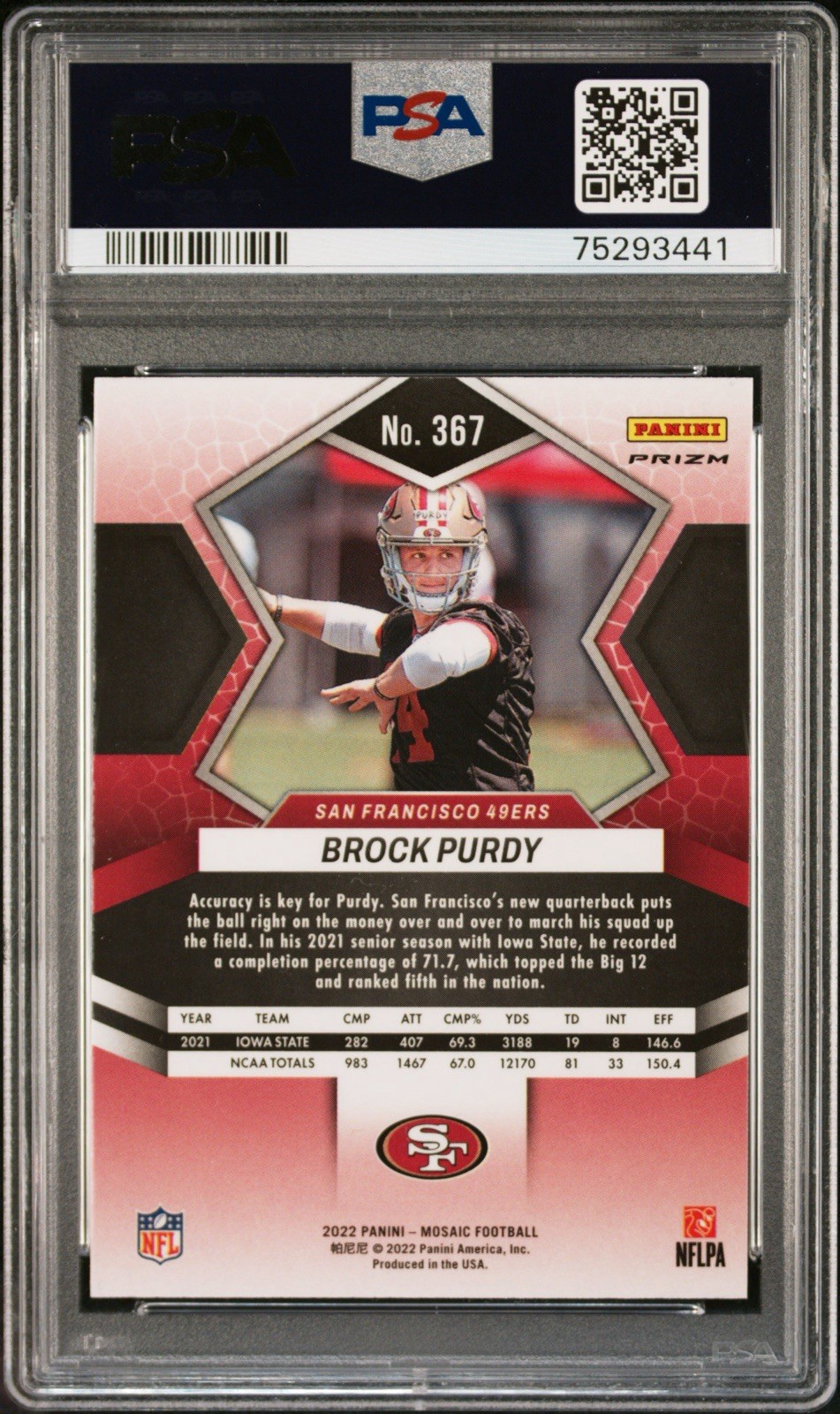 PSA 10 | 2022 Mosaic No Huddle BROCK PURDY Silver Disco Rookie RC 49ers NFL view 2