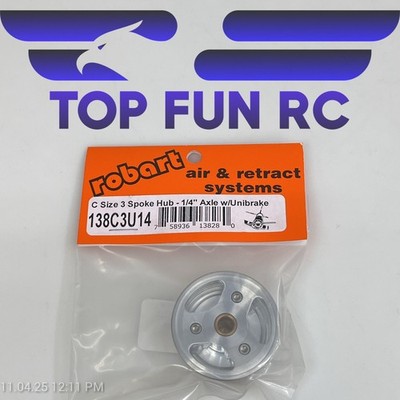 ROBART 138C3U14 C SIZE 3 SPOKE HUB FOR RC AIRPLANES W/ 1/4'' AXLE W/ UNIBRAKE