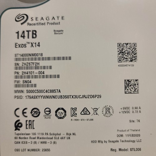 Seagate Exos X14 ST14000NM0018 14TB 3.5 7200RPM Enterprise Hard Drive - Afbeelding 11 van 14