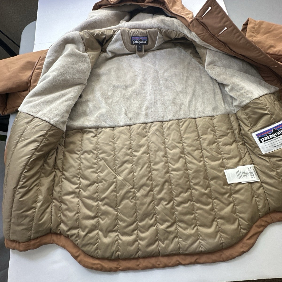 patagonia ブラウン ジャケット kids XXL Patagonia Boys Hoodie Overcoat Jacket Brown/BEBR XXL #0438