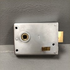 Satin Chrome 4" x 3" Victorian Style Rim Lock Bedroom Bathroom - missing keep.