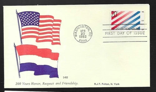 NETHERLANDS DIPLOMACY WITH USA 200TH ANNIV  1982 FULTON FLAGS CACHET FDC UNAD