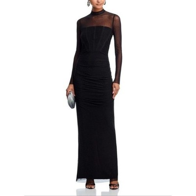 black halo evening dresses Lexington Long Sleeve Mesh Gown US 2-DAY Plus Size Cocktail Dresses Color:As Photo(Black) 96% polyamide/4% elastane