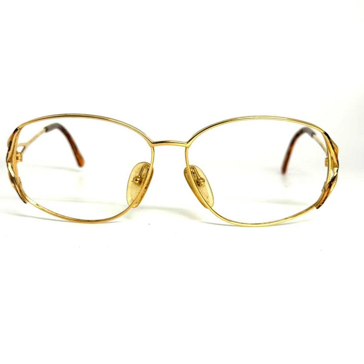 Christian Dior Vintage Eyeglasses Gold Frame 2799 41 57-14 Tortoise H5757 Christian Dior 2799 41 Vintage Gold Round Metal Eyeglasses  main image 2