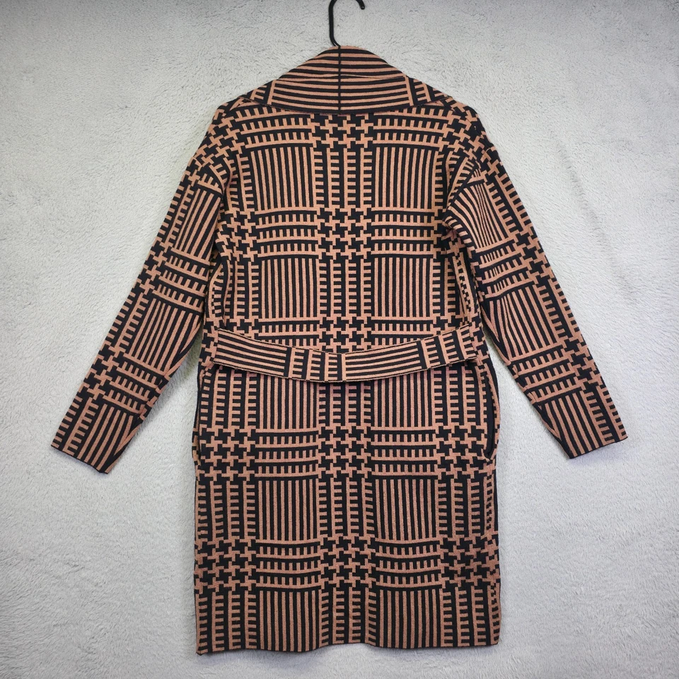 Cárdigan Premise Mujer S Marrón Negro Geométrico Moderno Academia Longline Plumero Foto 4 de 4