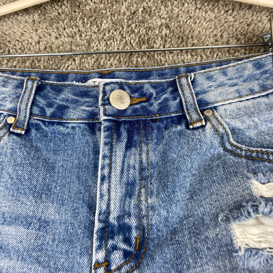 Pantalones Cortos Tobi Denim Corte Para Mujer 27 Azul Tiro Medio 5 Bolsillos Algodón Envejecido Foto 2 de 4