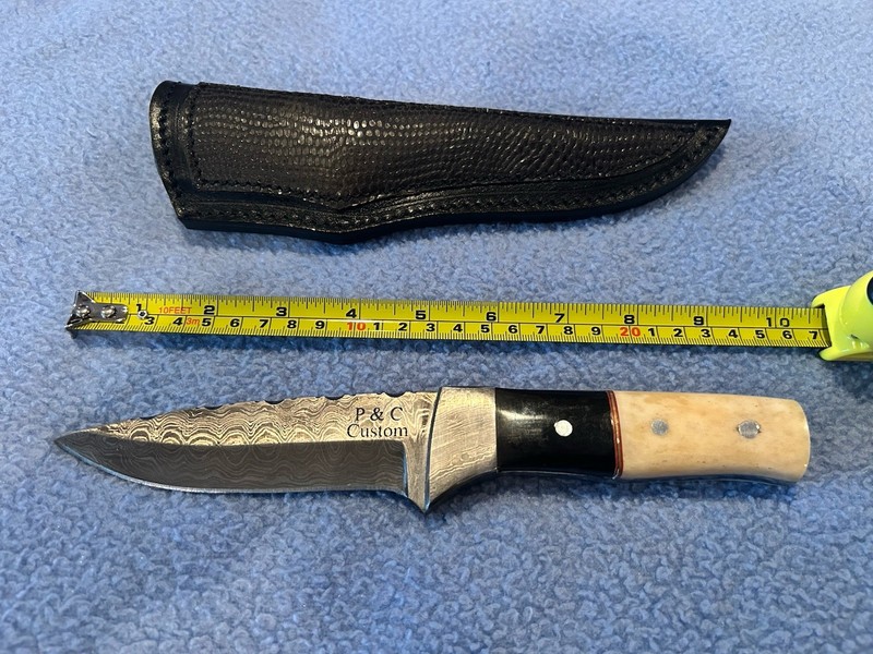 5” Custom Knife Fixed Blade Micarta Damascus Blade