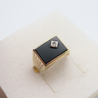 Onyx Zirkonia Herren Ring 333 Gold Gr. 65 = 3 6 g