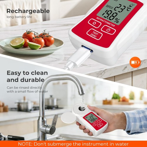 Rechargeable Digital Brix Refractometer with ATC, One-Tap Calibration, Handheld - Foto 8 di 8