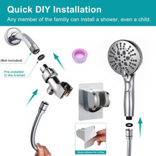 Handheld Shower Head with on off Switch&Built-In Power Spray,7-Setting High P...