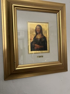  Framed Mona Lisa Mini Chromolithograph - 23K gold leaf. Approximately 18x16in