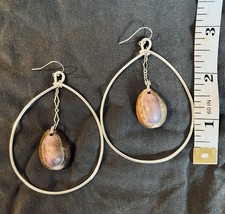 Purple Brown Cowrie Shell Earrings Handmade Maui Silver Plated Boho Beach