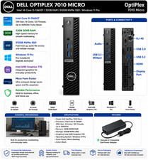 Dell OptiPlex 7010 Micro i5-13600T 32GB RAM 512GB NVMe SSD Wi-Fi Windows 11 Pro