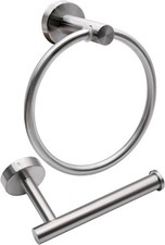 2pcs Brushed Nickel Toilet Paper Holder and Towel Ring Set Stainless Steel