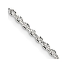 Sterling Silver 2.25mm Cable Chain Necklace 24 In for Women Polished Solid