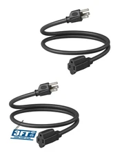 DEWENWILS 2 Pack Extension Cord 3ft 14/3 SJTW  3 Prong Heavy Duty Power Cord