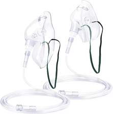 2 Pack Oxygen Mask for Face Adult with 6.6' Tube  Adjustable Elastic Strap - Si