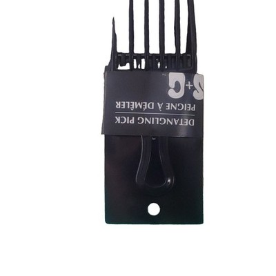 S+G Detangling Pick Hair Pick Black 6 in Plastic All Hair Types