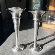 2 Pc MH Co Martinoid Silver Plate Vase EP 613 c1900 Ht 8”/8.5” Art Nouveau READ