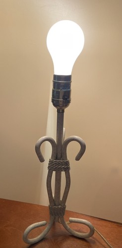 VTG cast metal /Braided Band cream colored speckled lamp 1999 NO SHADE 14” - Picture 7 of 7