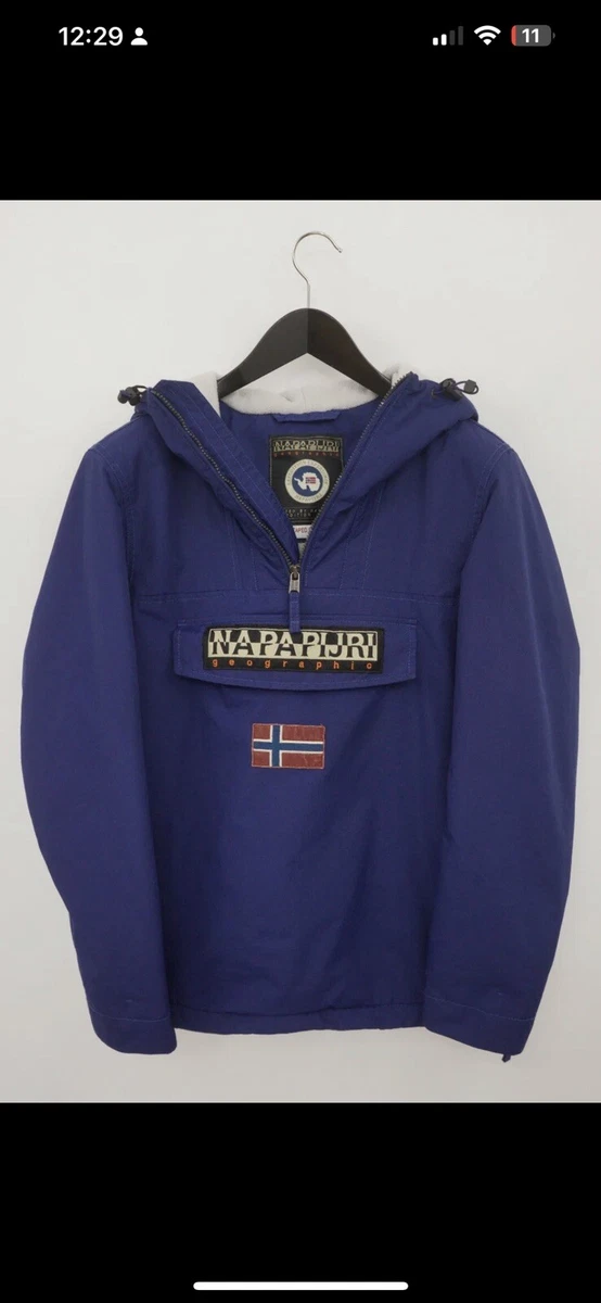 NWT NAVY GENUINE GEOGRAPHICAL NORWAY ANORAK HOODIE PULLOVER JACKET-$175  VAL!-S=M