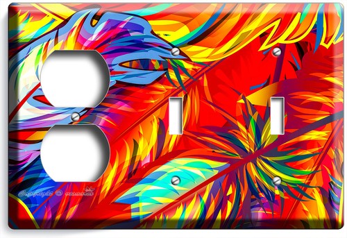 COLORFUL ABSTRACT FIREBIRD FEATHERS LIGHT SWITCH OUTLET WALL PLATE HD ROOM DECOR - Picture 34 of 34