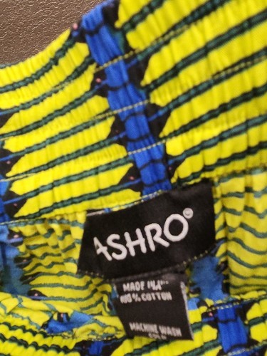 Ashro Green Blue Ethnic Print Ankara 1X COTTON Tribal African FULL Sweep NEW U2 - Picture 3 of 8