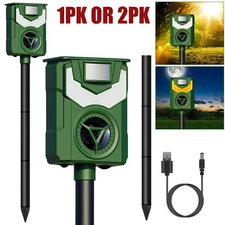 1/2 PK Animal Repeller Ultrasonic Solar Power Outdoor Pest Cat Mice Deer Sensor