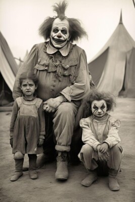 POSTCARD: Vintage Strange Creepy Photo 4x6 creepy Clown Lot Of 15
