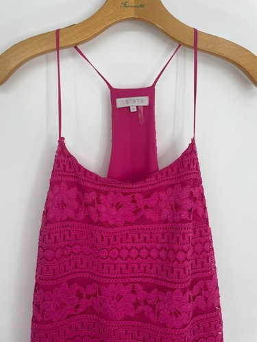 1. State Pink Floral Lace Sleeveless Racerback Mini Dress Women's Size Small - Picture 2 of 8