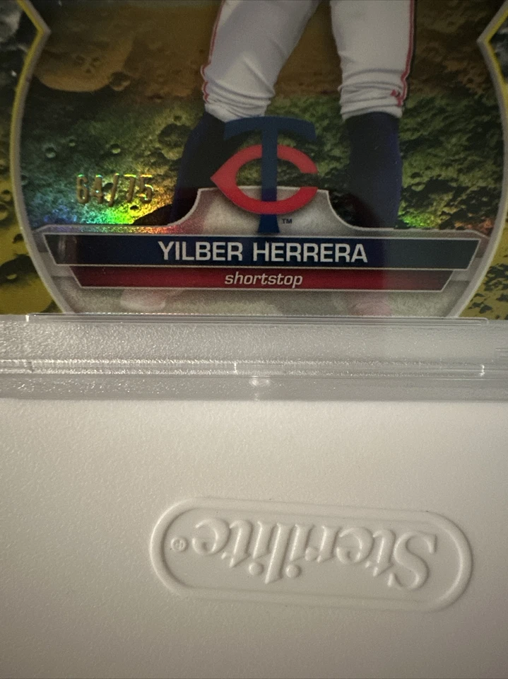 2023 Bowman Chrome Pros Yilber Herrera /75 BCP86  Yellow Crater Refractor Twins - Image 2 of 4