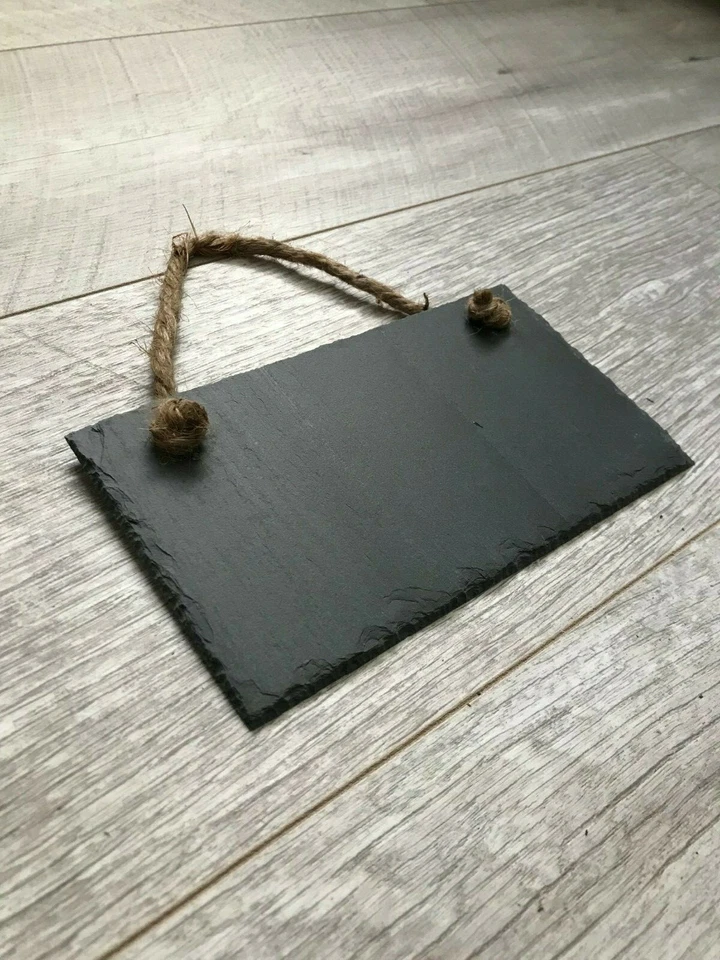 Handmade slate hanging chalkboard blackboard message board memo plaque 18x10cm  - Image 4 of 4