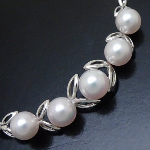 MIKIMOTO Silver Necklace Pearl 5.7-6.1mm /293279 - Foto 5 di 8
