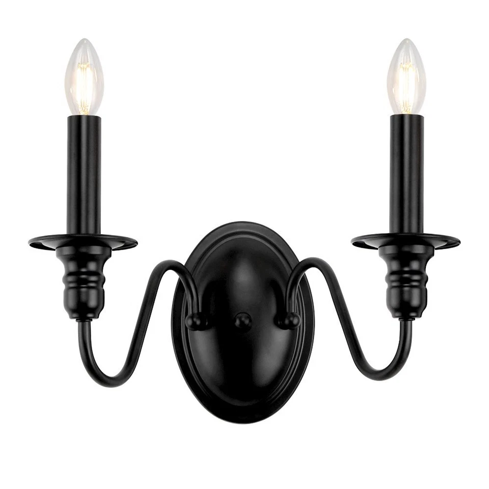 Farmhouse Industrial Wall Light Fixtures Candle Black Wall Lamp Sconce Bedroom - Image 2 of 4