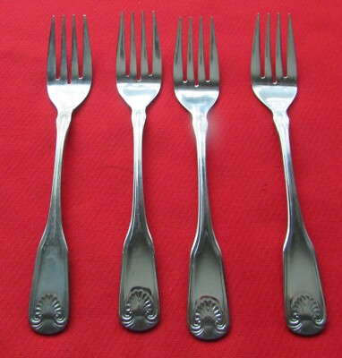 Sanibel Shell Pattern Lot Of 4 Salad Forks By Reed Baton Rebacraft Stainless