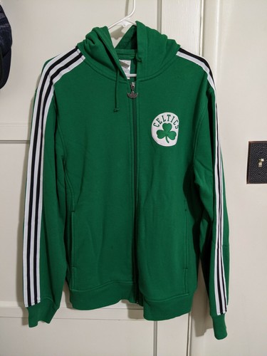 Boston Celtics Men Embroidery Full Zip Hoodiee Medium Adidas Used Twice Ebay