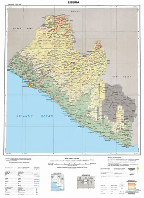 Official Topographic Map of Liberia 1:1,000,000