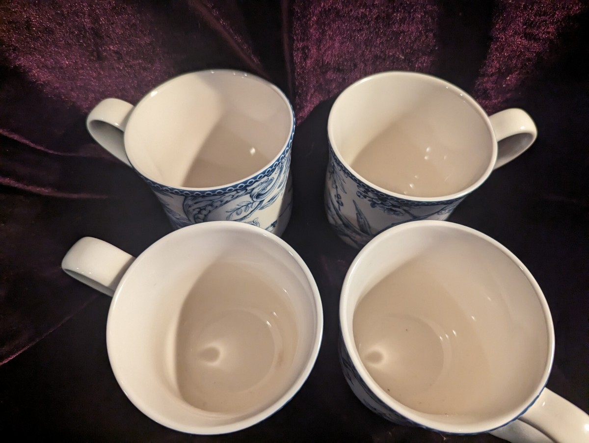 222 Fifth Adelaide Blue And White Coffee Mugs Set Of 4 | eBay