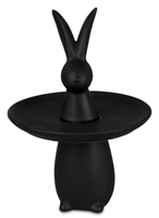 Formano Hase Mit Dekoteller Keramik Matt Schwarz Ca. 20 Cm H - Ø 14 Cm 793799